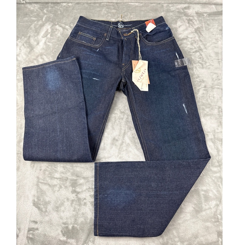 East West Soho Bootcut Jeans Mens 32x32 Dark Wash Indigo Denim Button Fly NEW